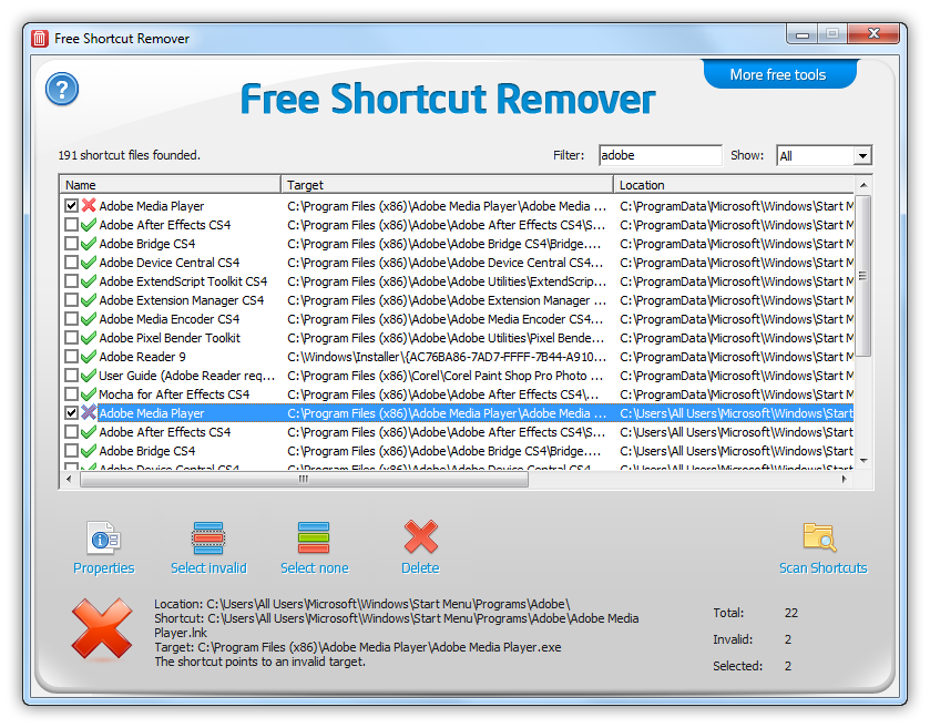 برنامج Free Shortcut Remover للتخلص تماماً من فايروس شورتكت