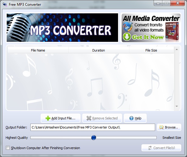  برنامج Free MP3 Converter لتحويل جميع صيغ الصوت إلي MP3
