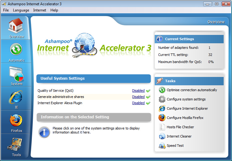 برنامج Ashampoo Internet Accelerator لتسريع الانترنت للويندوز