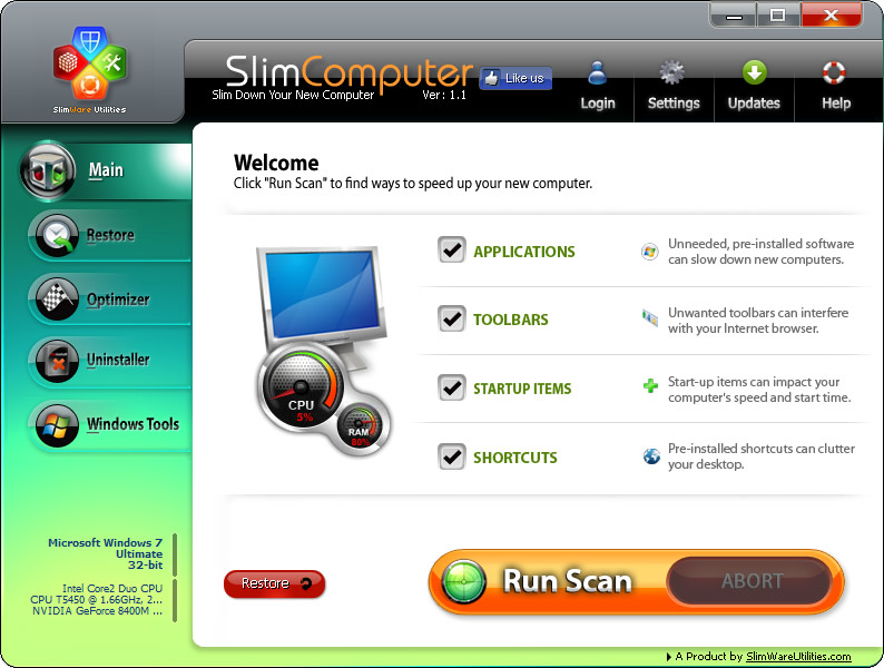 تحميل برنامج SlimComputer لتحسين أداء الكمبيوتر