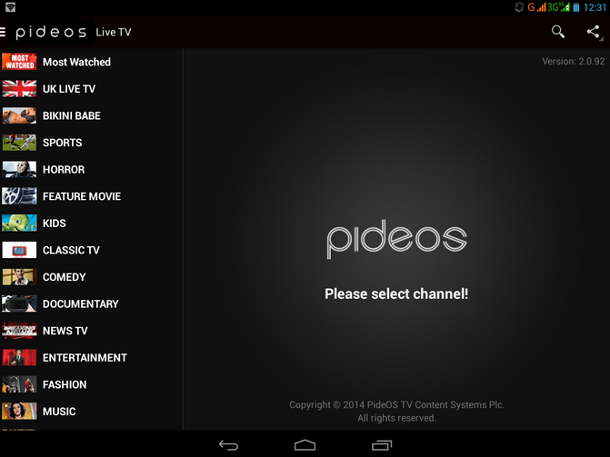 PideOS TV يعرض لك أكثر من 700 قناة على جهازك الأندرويد