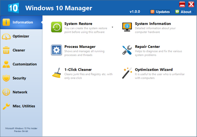 برنامج Windows 10 Manager لعمل صيانة شاملة لويندوز 10