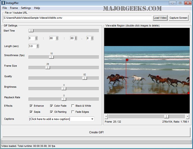 برنامج Instagiffer لتحويل مقاطع الفيديو لصور متحركة