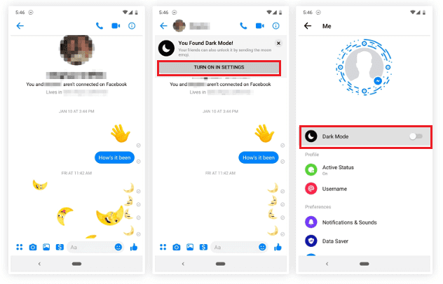 تفعيل الوضع المُظلم Dark mode في تطبيق فيس بوك ماسنجر Dark-mode-facebook-messenger